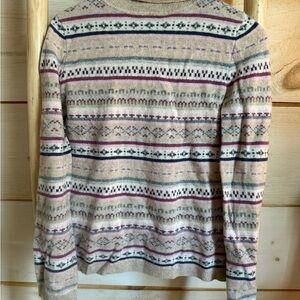 Garnet Hill Fair Isle Sweater - Cashmere Cream, Pink, Black